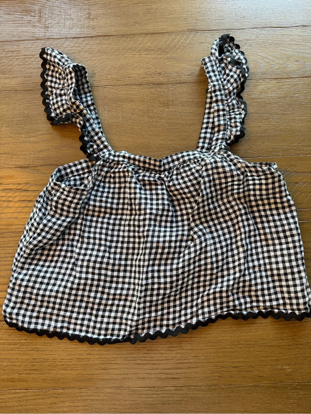 Cynthia Rowley Black and White Gingham Ruffled Top